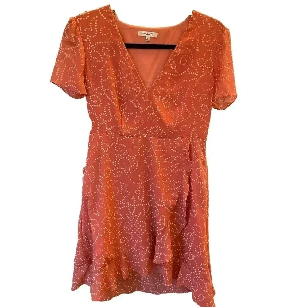 Madewell Posy Ruffle V Neck Mini Dress Twisted Vines - Picture 6 of 11